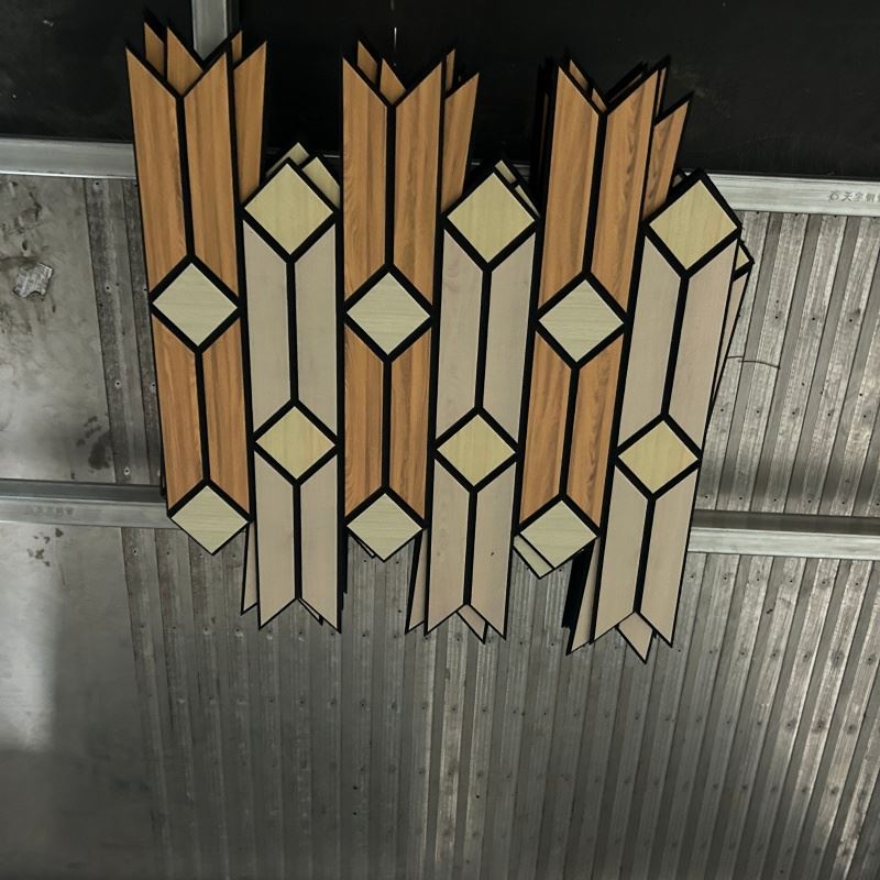 Custom Engraved Art Acoustic Vaj Huam Sib Luag, Geometric Pattern Polyester Sound Absorbing Phab Ntsa Vaj Huam Sib Luag Rau Chaw Ua Haujlwm Hotel